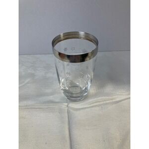 Silver Rim Glass Tumbler Stars Snowflakes Clear Drinking Glassware‎ Barware